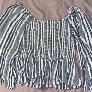 Stripped Flowy Long-sleeve Top
